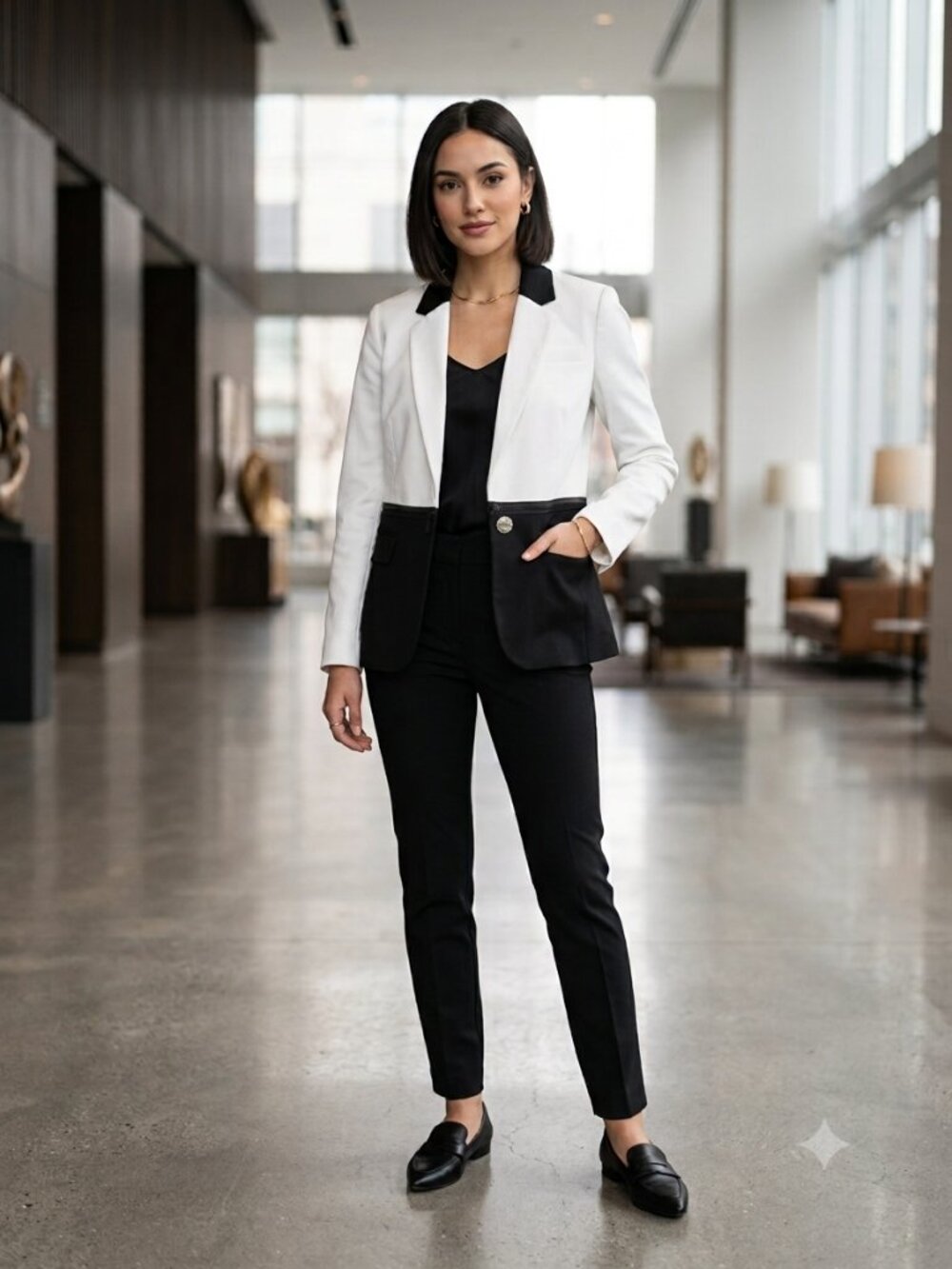 Michael Michael Kors Colorblock Blazer White Black‎ Zip Front Size 6